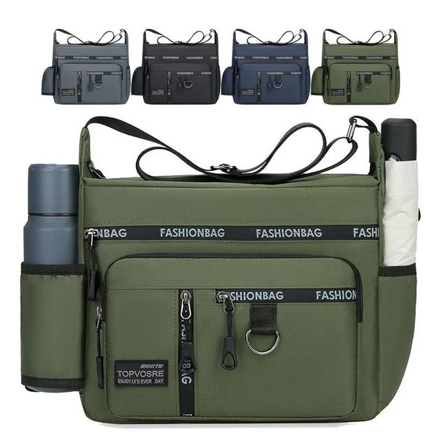Large-capacity men's bag, shoulder crossbody bag, wear-resistant multi-pocket repair tool bag, men's business cross bag, can hold water cup