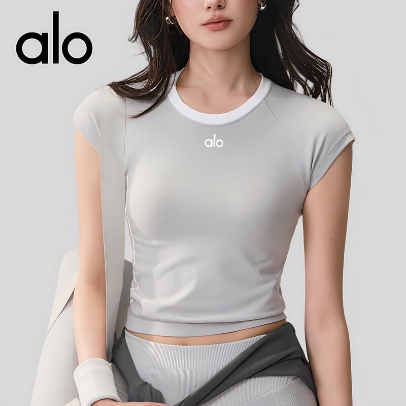 Aio Sleeveless Yoga Short-Sleeved Women's Summer Cycling Quick-Drying T-Shirt Fitness Clothing Set Running Training Sports Top