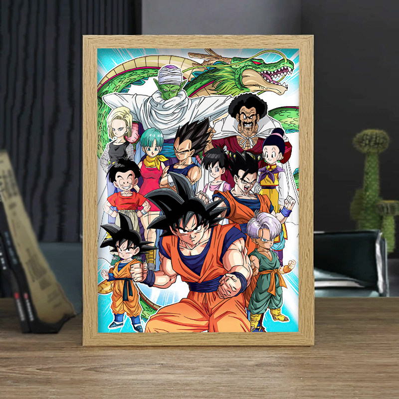 Dragon Ball Merchandise Light Painting Sun Wukong Anime Gaming Room Figurine Night Light Decoration Creative Gift