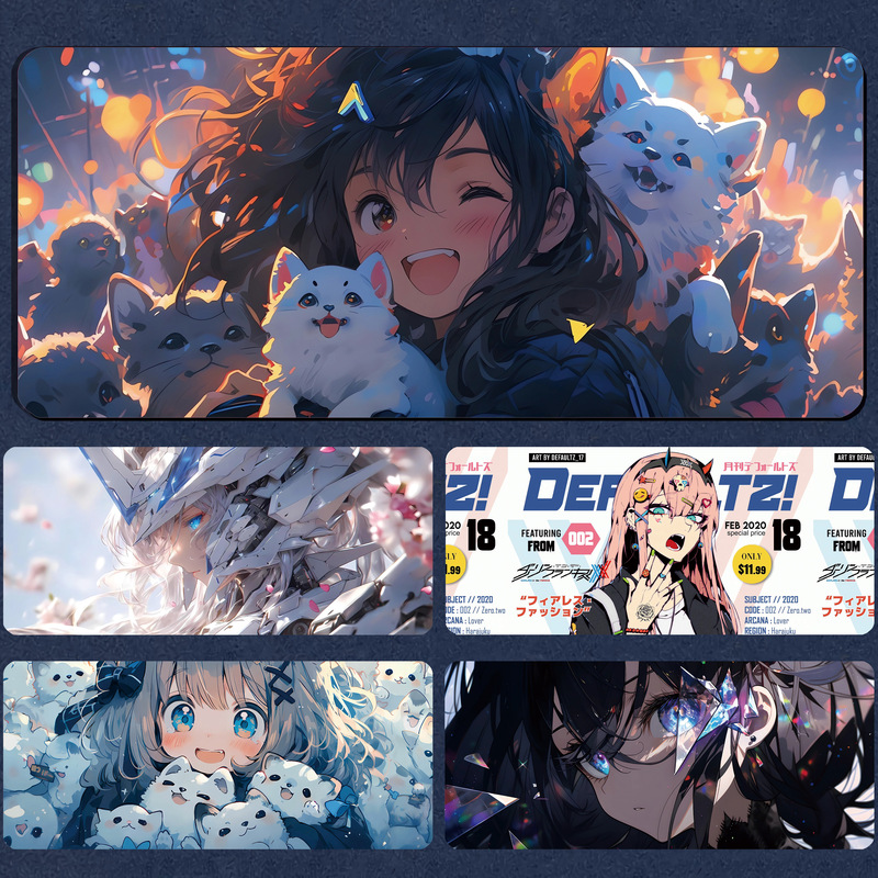 Extra Large Mouse Pad Anime Two-Dimensional Male E-Sports Game Edge-Locking Thickened Computer Office Desk Keyboard Mat