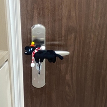 Cute black dog entrance door handle protective cover hanging decoration anti-collision bedroom living room door handle decoration anti-static door stop