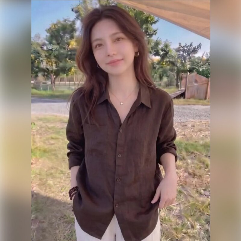 2026 Early Autumn New Solid Color Loose Lapel Shirt for Women, Casual Simple Versatile Stylish Lazy Style Top