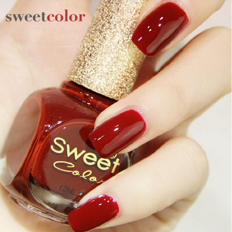 Sweetcolor No-Bake Nail Polish Nude Color Burgundy Waterproof Quick-Drying Brightening Long-Lasting Non-Peelable Auntie Red