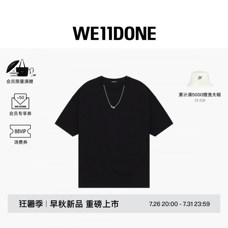 We11Done26 Early Autumn New Product Unisex Necklace Design Short-Sleeved T-Shirt Trendy Fashion Casual