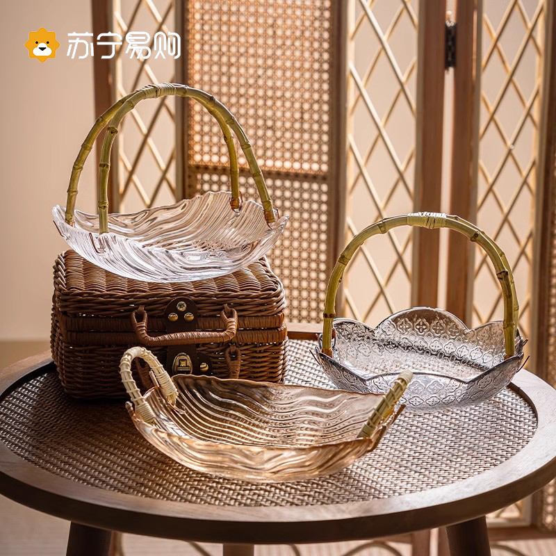 Crystal glass dried fruit fruit pan 2023 new tea table snacks placed pan home living room high face value disc 2378-Taobao