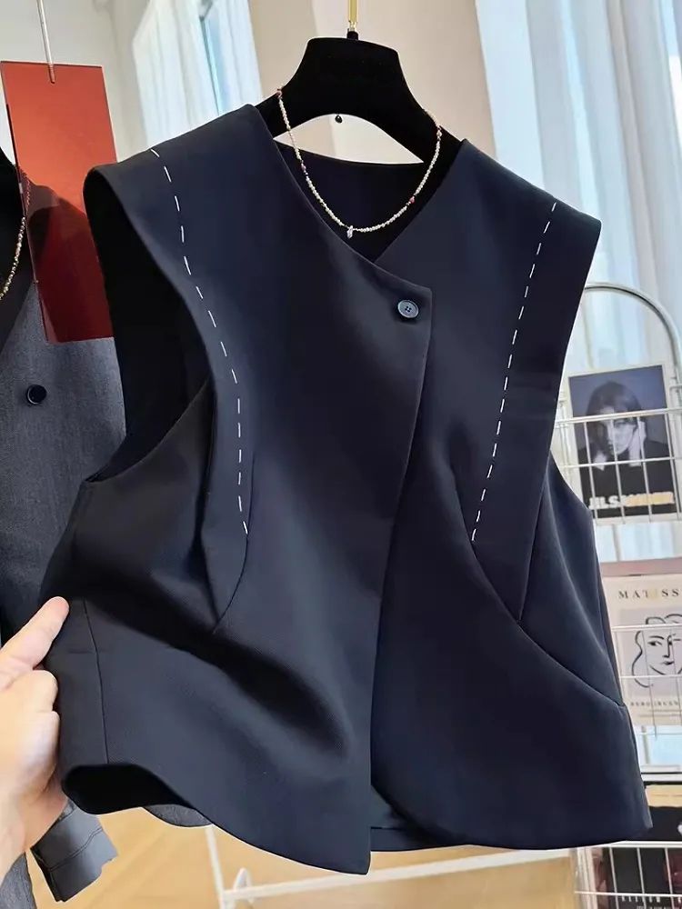 Outlet Brand Foreign Trade Design Stylish Short Outerwear Blazer Vest Jacket for Women Spring and Autumn Top