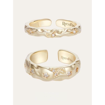 Gypsophila commuting niche basic model light titanium gold stacking ring set