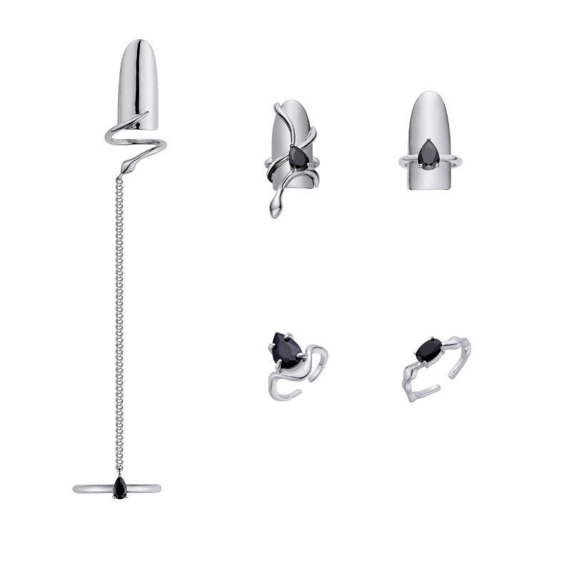 Fairy Cool Snake Nail Ring Tail Ring Set Original Niche Light Luxury Trendy Cool Spring/Summer 2022 New Model