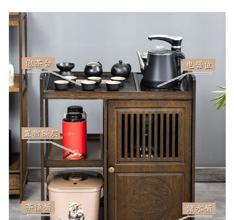 Bàn trà di động, bàn trà nhỏ, tủ trà gia đình có bánh xe, xe trà, bàn cà phê kung fu, ấm đun nước, bộ ấm trà tích hợp và bộ khay bàn trà đá