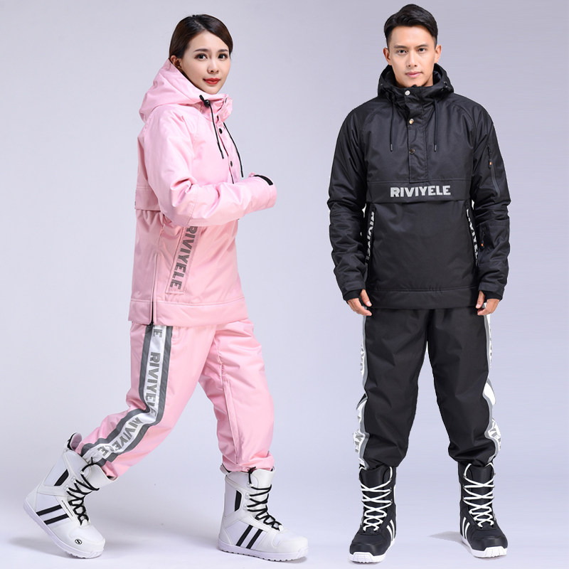 2020 new ski wear men's and women's set top pants waterproof windproof breathable plus fleece warm snowboard double board