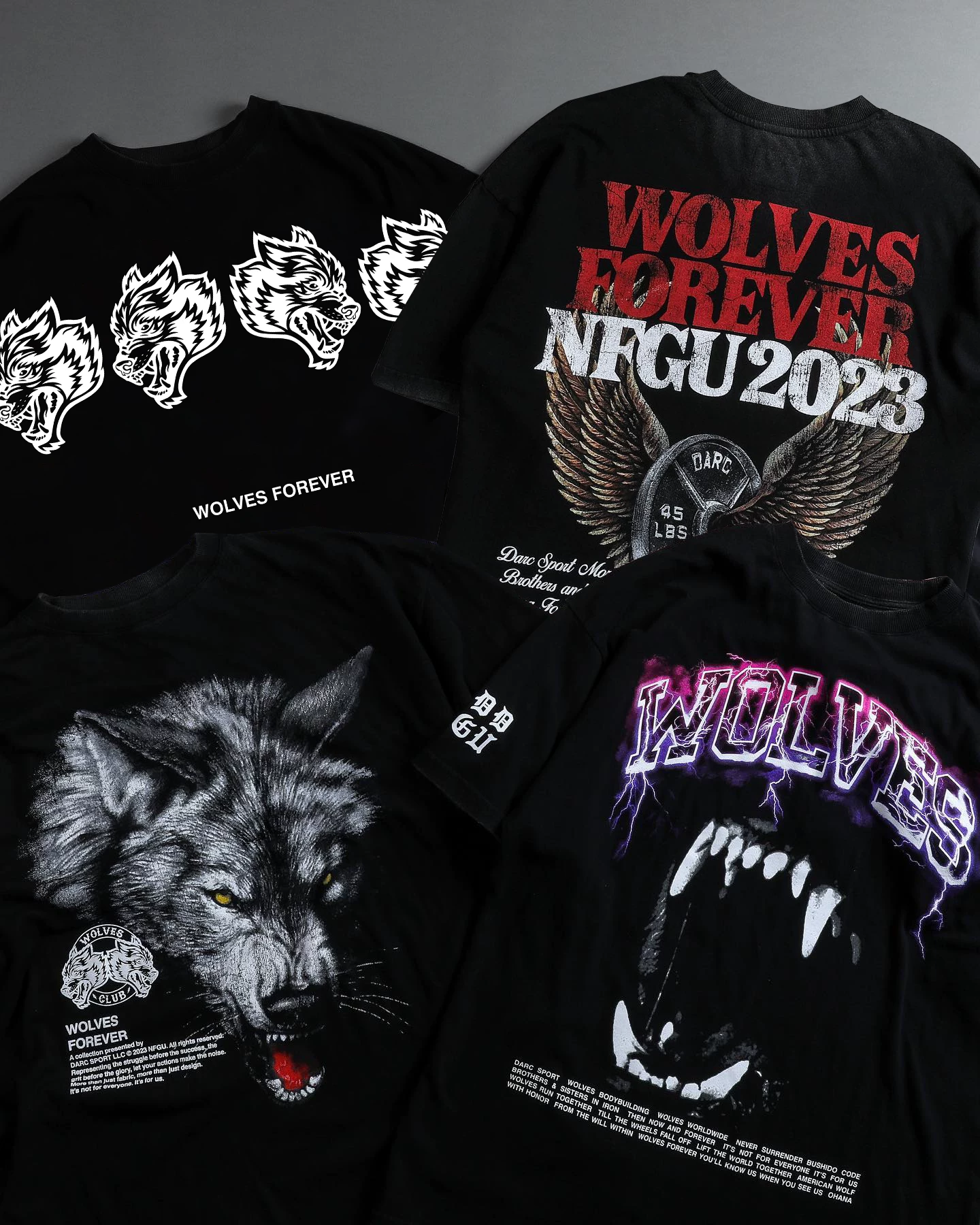 Darc Wolf Sport футболки Oversized Графика DTG ПЕЧАТЬ Tech