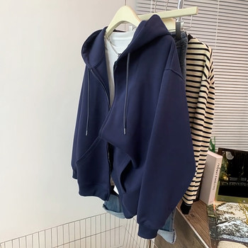 New early autumn coat blue hooded sweatshirt