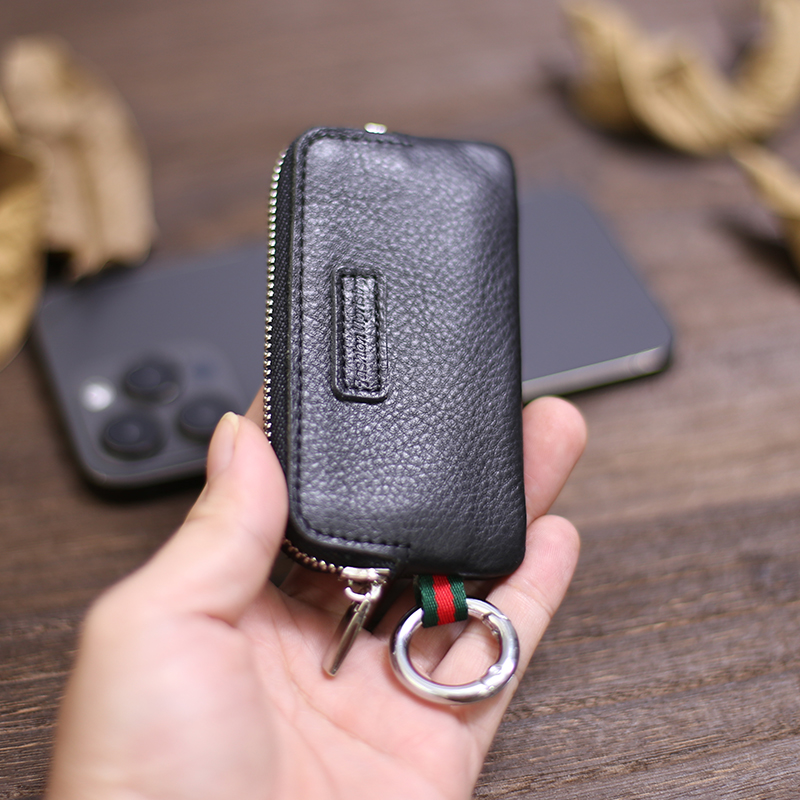 New Mini Small Genuine Leather Universal Car Key Bag Individuality Creative Home Lock Spoon Sleeve Minimalist Door Fasting Bag-Taobao