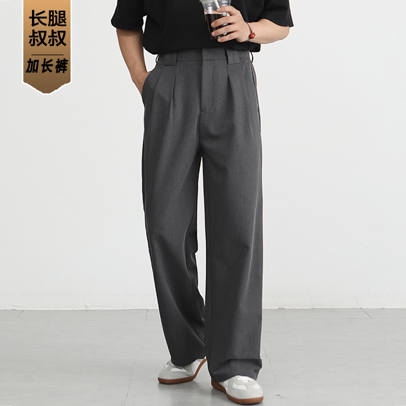 Long-Legged Uncle Style High-End Cotton Drapey Old Money Style Loose Straight Long Men's Pants Casual Business Tall Men's Dress Pants Long-Legged Uncle Style High-End Cotton Drapey Old Money Style Loose Straight Long Men's Pants Casual Business Tall Men's Dress Pants