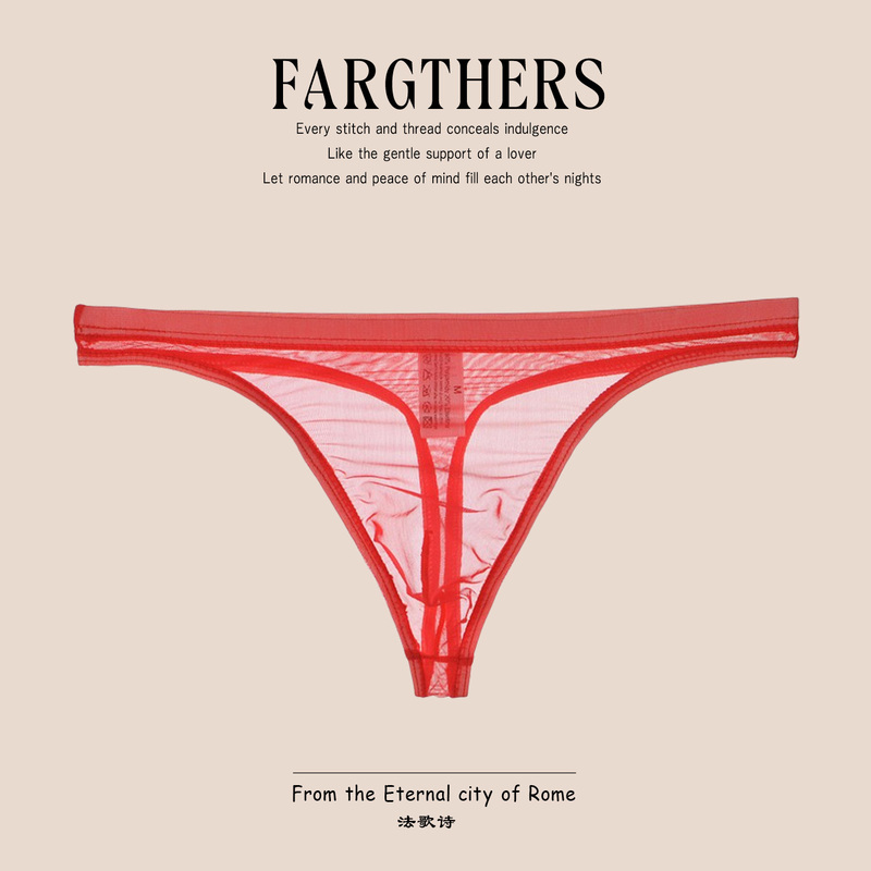 Fargthers Italian Authentic 2026 New Model Red Men's Mesh Sexy Thong Underwear T-Back