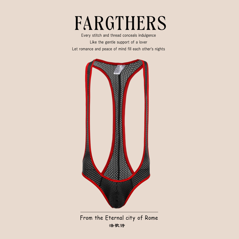 Fargthers Italian Brand Genuine Men's Sexy Tight Mesh Shapewear Bodysuit Triangle Underwear for Men