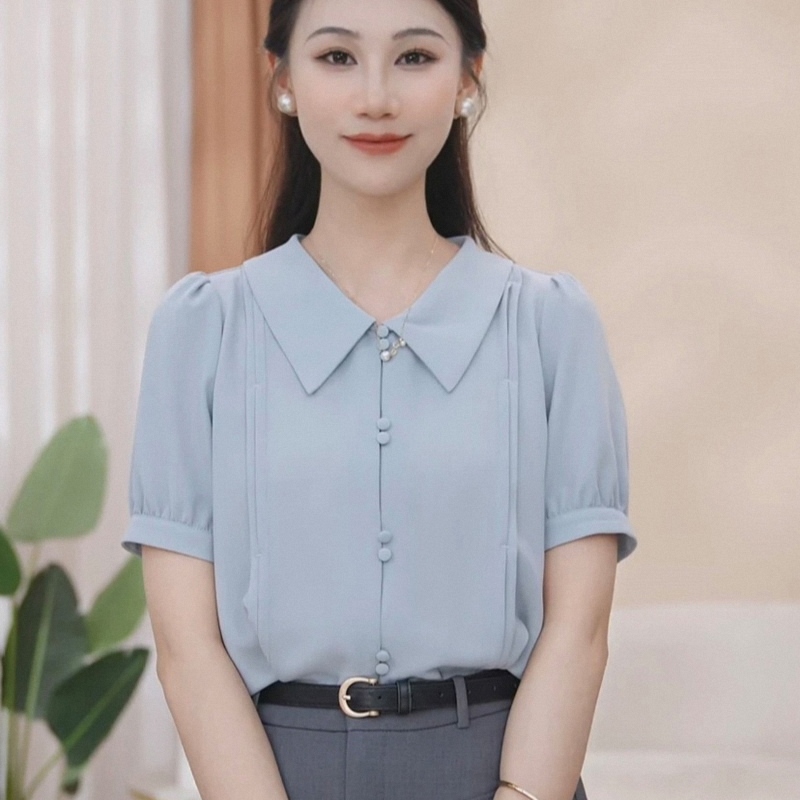 Summer New Short-Sleeved Shirt for Women, Fashionable, Loose-Fitting, Slimming, Age-Reducing, Elegant Shirt, Versatile Top for Women Summer New Short-Sleeved Shirt for Women, Fashionable, Loose-Fitting, Slimming, Age-Reducing, Elegant Shirt, Versatile Top for Women