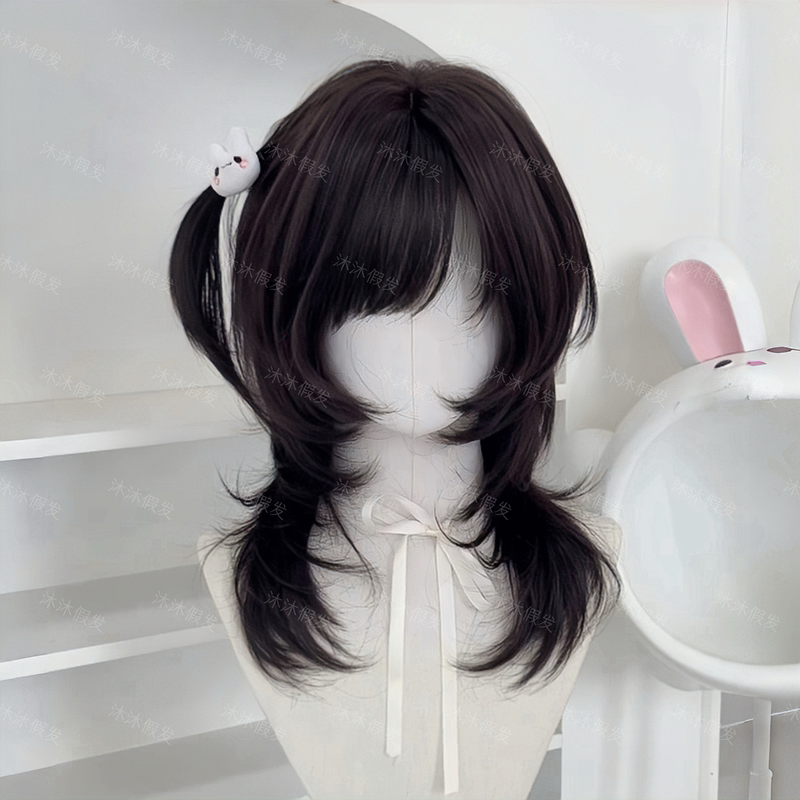 [Super Face-Covering] Cute Japanese-Style Layered Jellyfish Wig for Women, Face-Shaping, Everyday Collarbone-Length Hair, Jk Full Wig