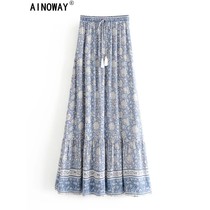 Vintage Chic fashion women Hippie beach Bohemian floral prin