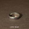 Cold style silver apricot leaf engraving ring new