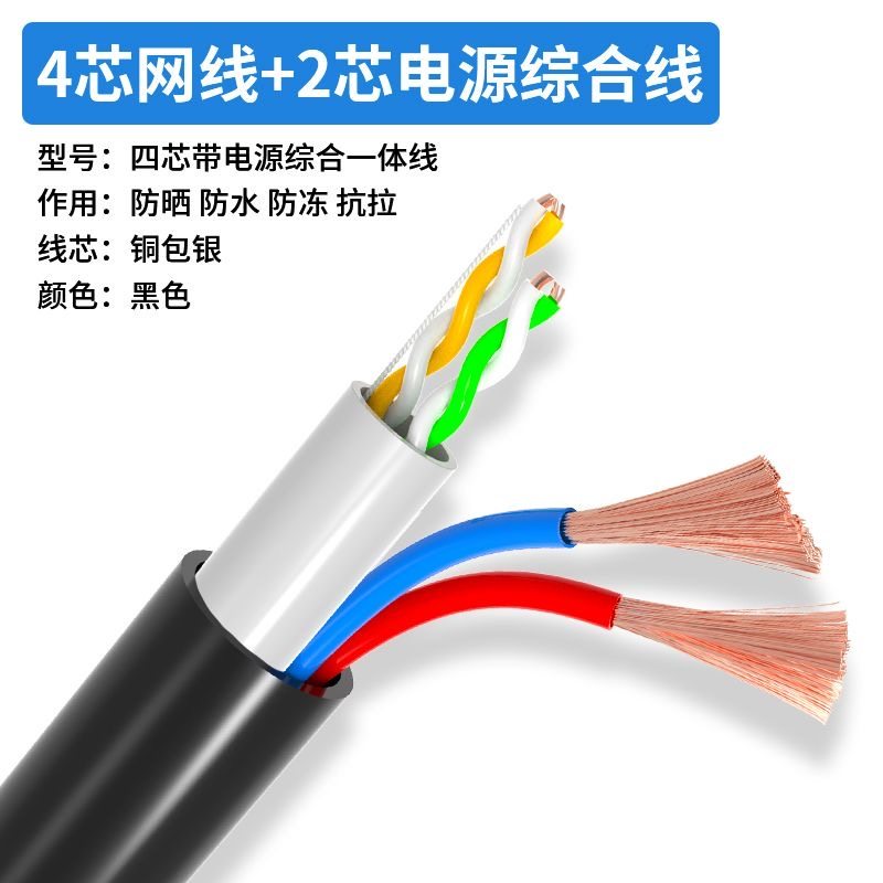 Outdoor Pure Copper 4-Core 8-Core National Standard Surveillance Network Cable with Integrated Power Supply, Dual-Purpose Twisted Pair Network Cable