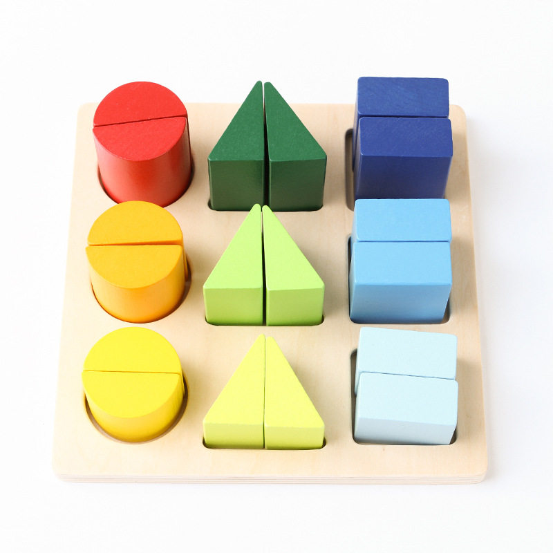 Mon's geometry color pairing of blocks 2 - 3 years old 1 early teaching Yi Zhi to assemble enlightenment infant toys