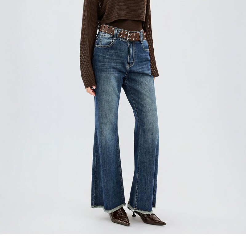 Viea.Ing Women's Clothing 2026 New Style Tassel Hem Denim Flare Pants W605193