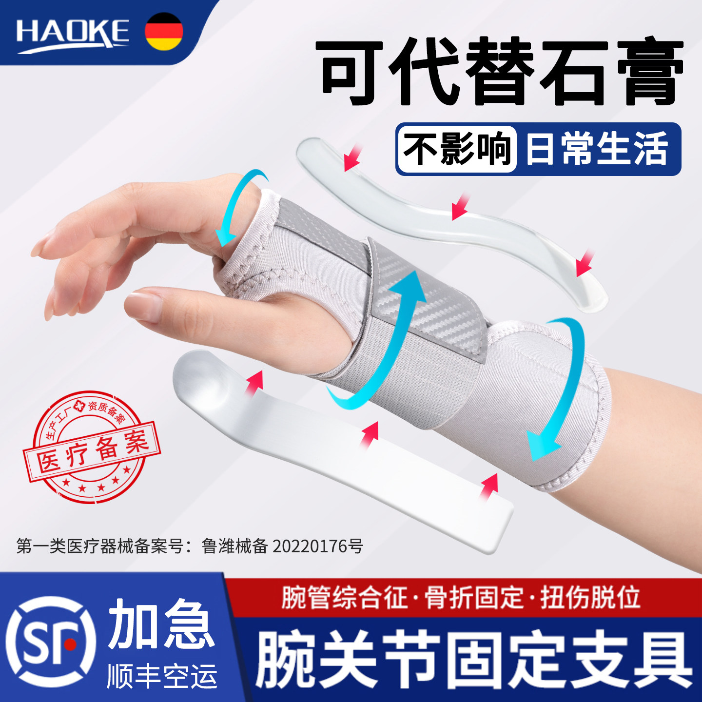 腕关节固定支具器护腕手腕腱鞘炎腕管综合症扭伤骨折劳损医用护具
