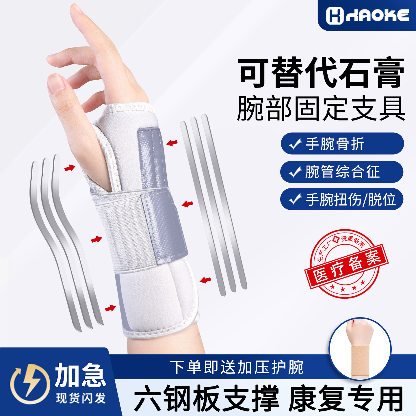 护腕扭伤手腕腱鞘腕关节固定支具钢板腕部骨折护具关节损伤护套器