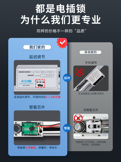 Kob Access Control Electric Bolt Lock 12V Access Control Lock Concealed Embedded Bolt Lock Glass Door Delay Feedback Electric Control Lock