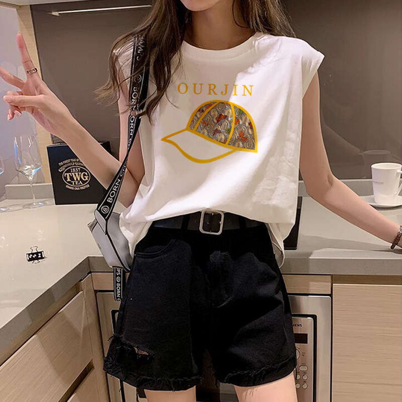 Pure Cotton Vest T-Shirt for Women, New Summer Style, European Loose Casual Sleeveless Top, Korean Style, Versatile and Trendy Pure Cotton Vest T-Shirt for Women, New Summer Style, European Loose Casual Sleeveless Top, Korean Style, Versatile and Trendy