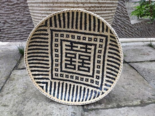 竹编果盘精品手工竹子编织婚庆用品竹扁竹工艺品影视剧道具复古