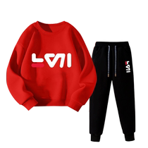 NASA childrens suit spring and autumn boys 2024 new autumn red velvet sweatshirt girls sportswear winter wear