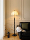 Jiandun Vintage Style Printed Floor Lamp with a High-End Feel, Retro Fabric Lamp, Black Living Room Lamp, Song-Style Aesthetic Lighting