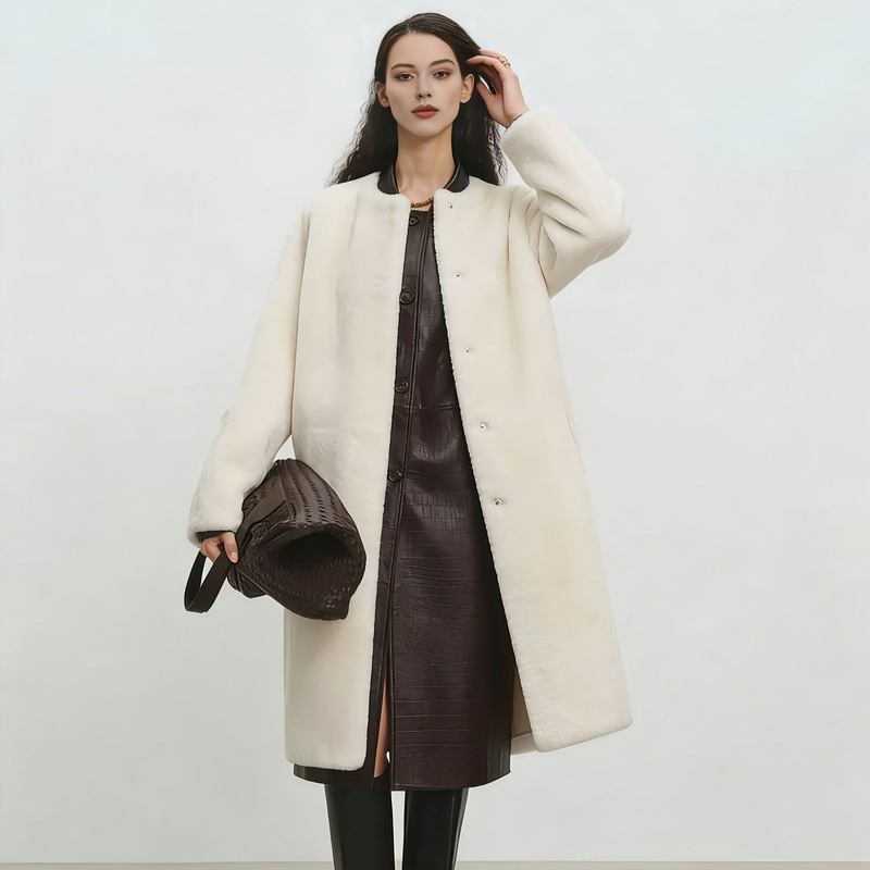 Cross-Border Amazon New Hot-Selling Autumn and Winter Women's Double-Sided Ultra-Fine Wool Eco-Friendly Fur Long Coat