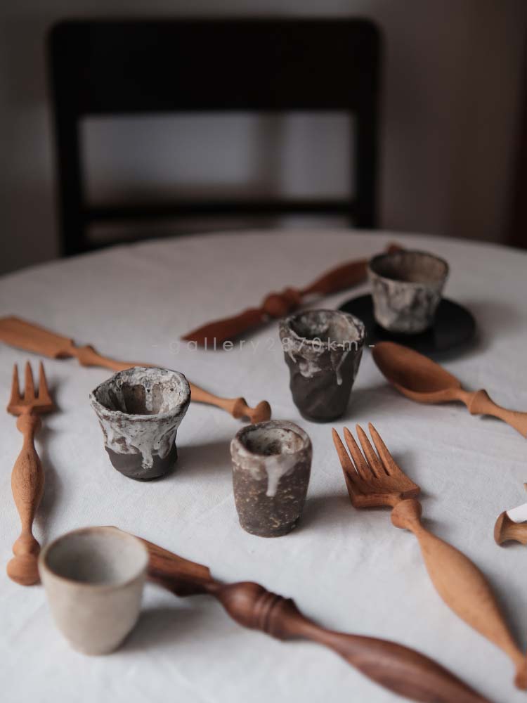 2870km Handmade wood ware | Retro design Wooden Butter Knife Fork Spoon Wood Wax oil coated with small crowdcutlery-Taobao