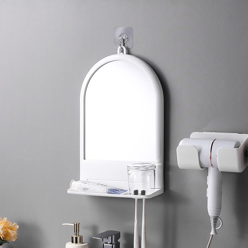 Free Punch Bathroom Hung Wall Mirror Brief Bathroom Bedroom Dresden student Dormitory Hanging Mirror Wash and Wash Objective-Taobao