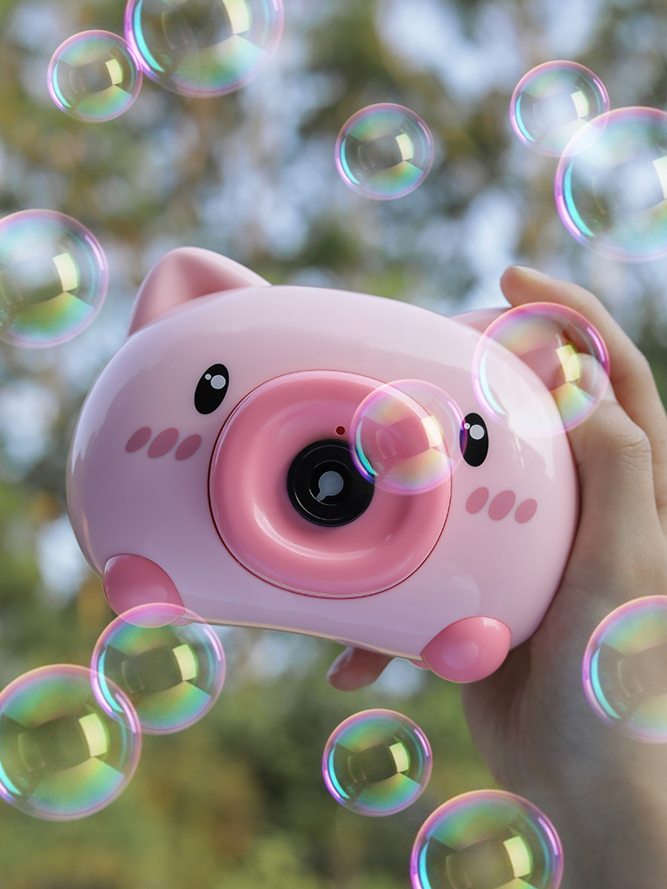 Net red blowing bubble machine jitter handheld Gatlin girl in pig camera gun children's toy electric