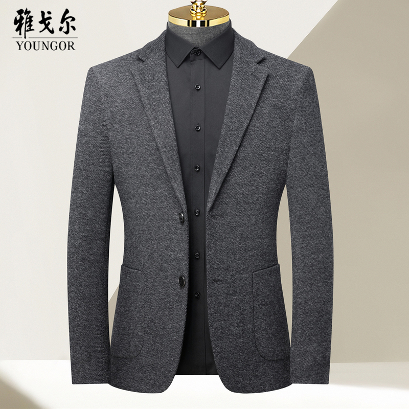 Youngor Wool Casual Suit for Men, New Autumn Style, Middle-Aged Men's Business Casual Suit Jacket, Men's Coat