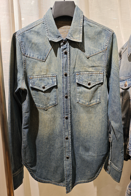 25S Retro-Style High-Proportion American-Style H-Cut Denim Shirt Made from Turkish Imported Fabric with a Vintage Feel and Soft American-Style Vibe
