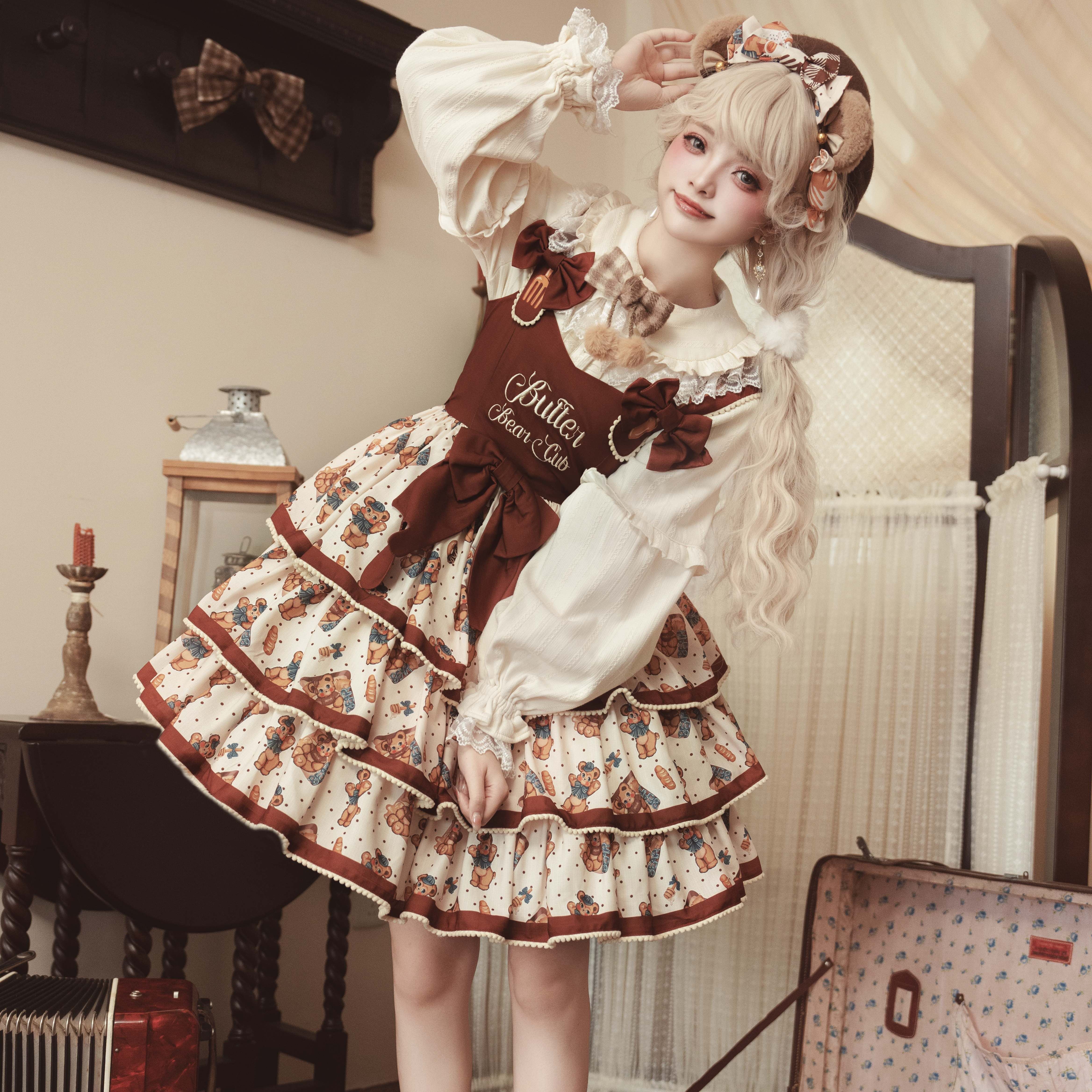 现货半夏眠眠奶油黄熊lolita裙饼图甜美少女裙原创JSK连衣裙评测_lolita洛丽塔连衣裙_淘宝游戏网