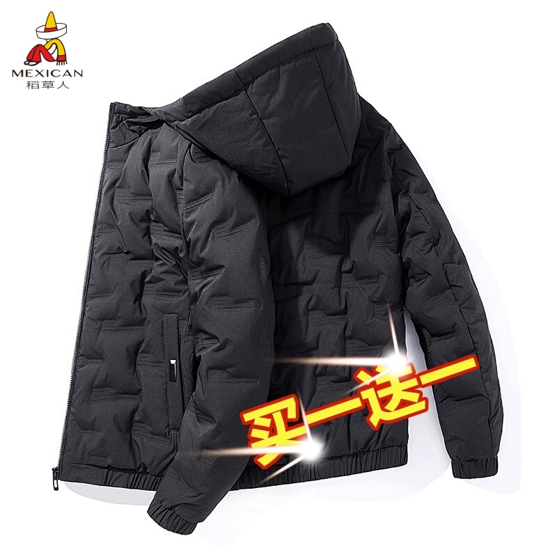 Scarecrow Genuine down Cotton Jacket for Men, Autumn and Winter Thickened Korean Style Trendy Cotton Coat, Large Size Cotton Jacket