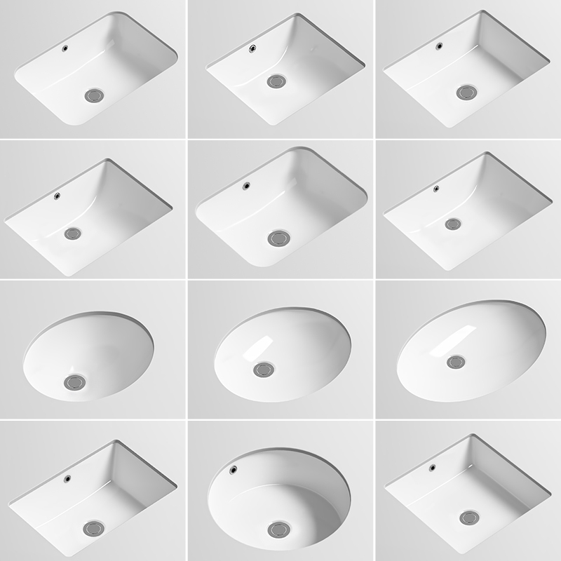 Ceramic Under-Counter Basin Oval Washbasin Balcony Sink Built-In Large and Small Sizes Household Square Hotel Single Washbasin