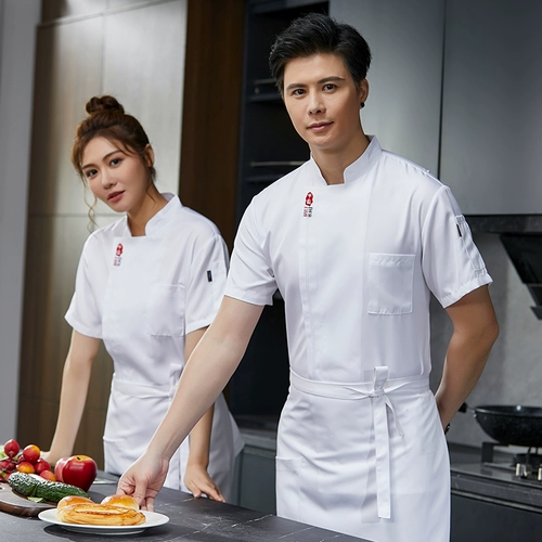 Лето-дышащий повар костюм тонкий мужской отель с короткими рукавами