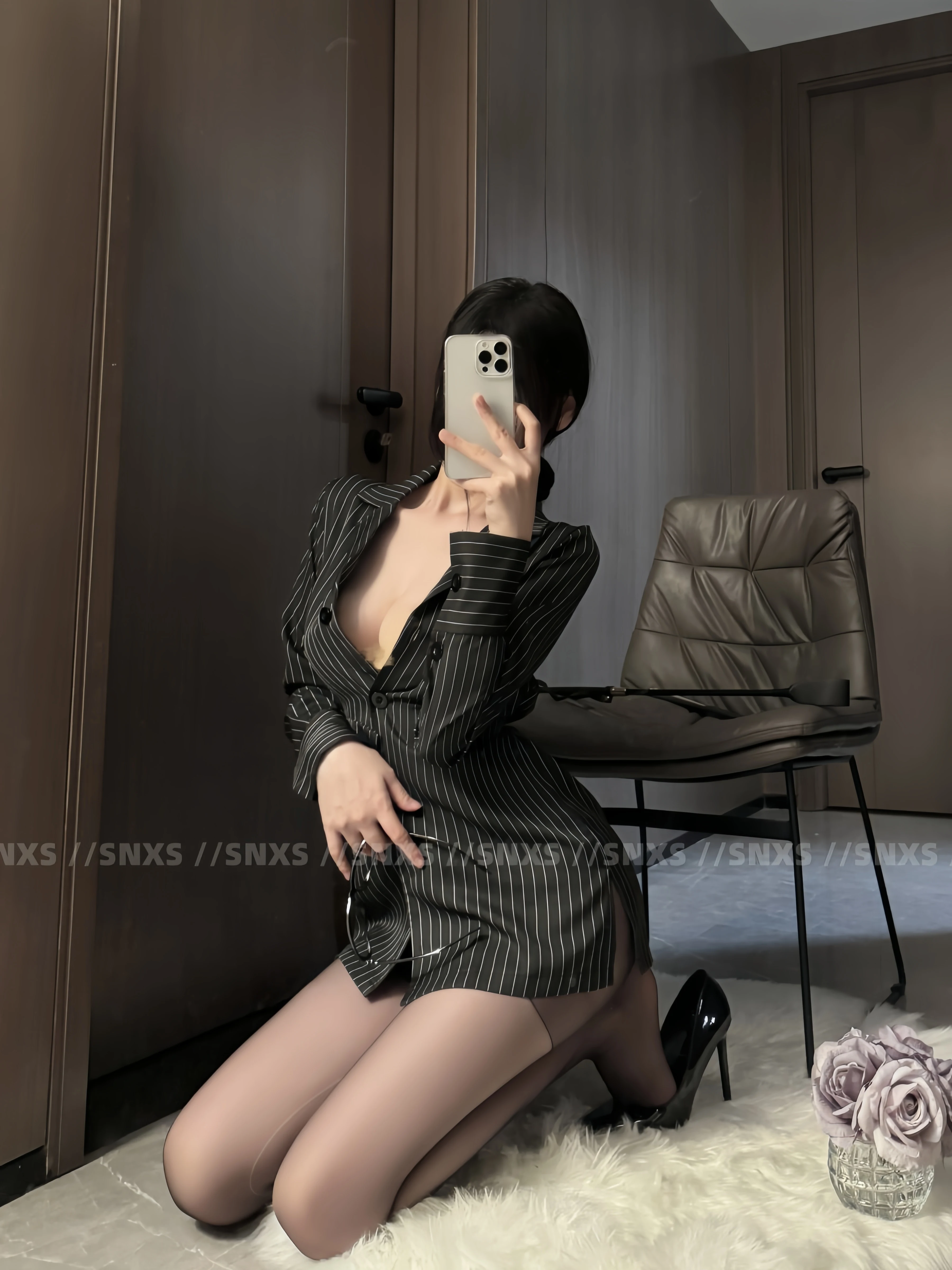 SNXS "Lawyer" сексуальный офисный костюм: приталенная chemise женский якорь секретарь учитель искушение костюм
