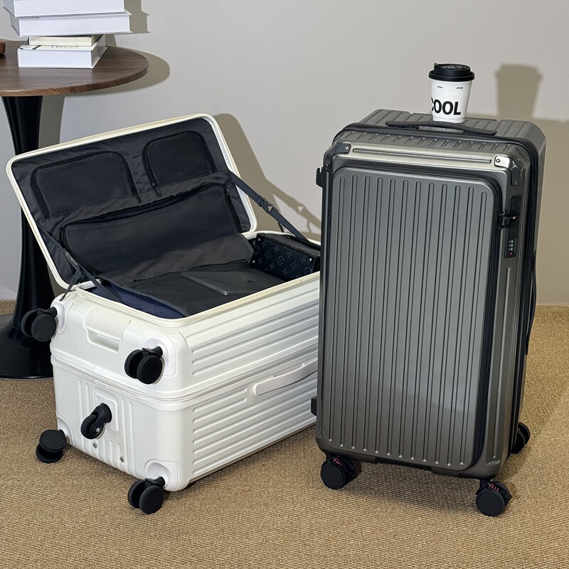 Large-Capacity Side-Opening Suitcase for Female Students, Multifunctional 20-Inch Carry-On Password Travel Suitcase for Men