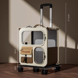 Cat Carrier, Large-Capacity Suitcase for Multiple Cats, Portable Pet Carrier, Multifunctional Wheeled Trolley Box, Transparent