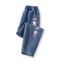 True Vis Girl Girl Jeans Spring Autumn Children Pants Spring Clothing Children Clothing 2024 New Spring Girls Foreign Air Long Pants