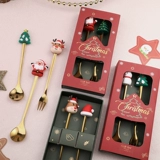 Рождественская десертная вилка для фруктов, кофейная подарочная коробка, посуда для пожилых людей, комплект, подарок на день рождения