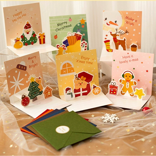 Рождественская трехмерная открытка, карточки, подарок на день рождения, 3D